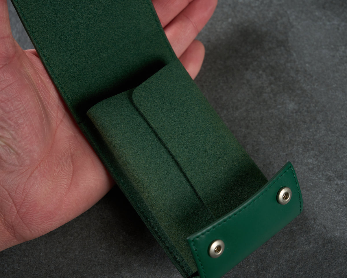 Rolex Green Leather Watch Service Travel Case Pouch — 2