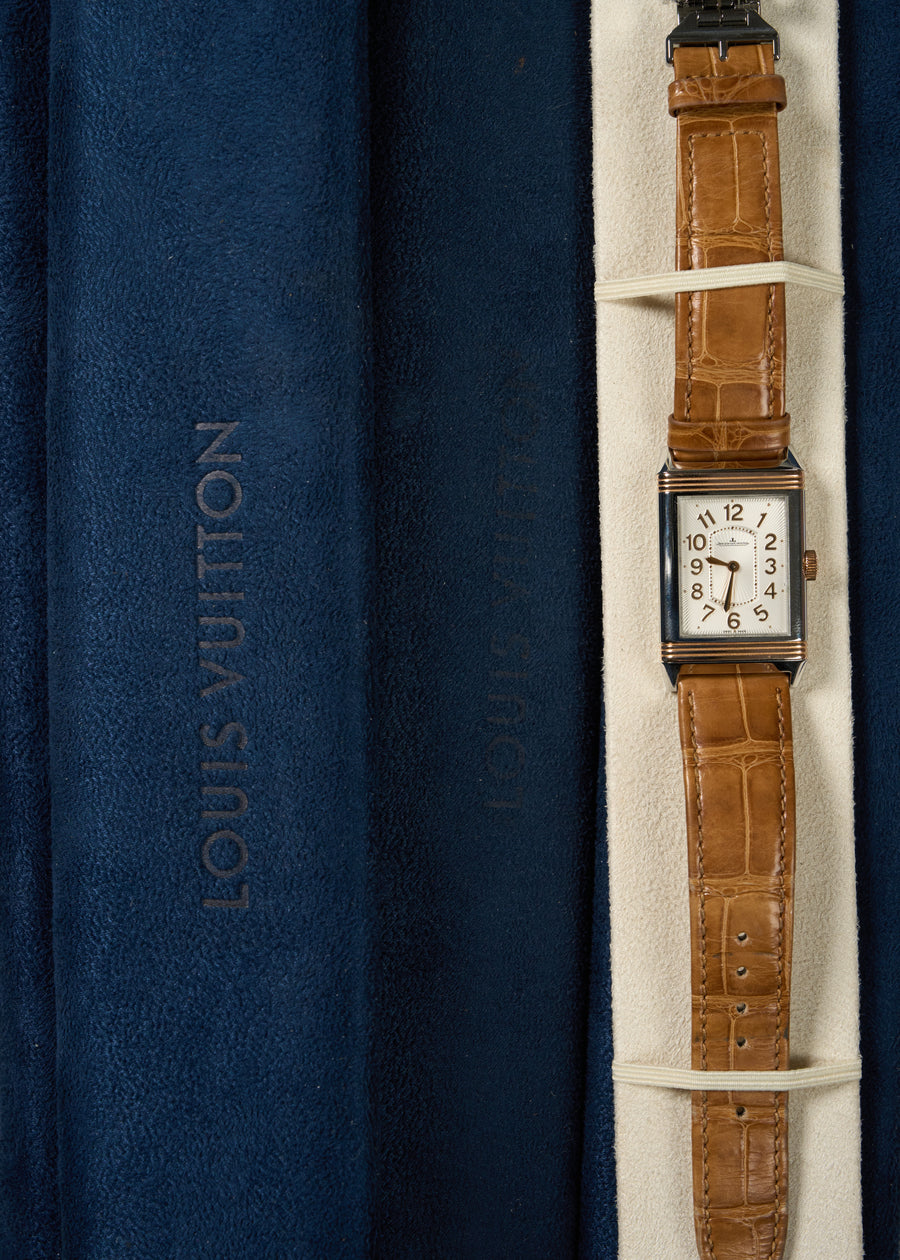 Louis Vuitton Blue Suede Long Watch Roll Travel Case