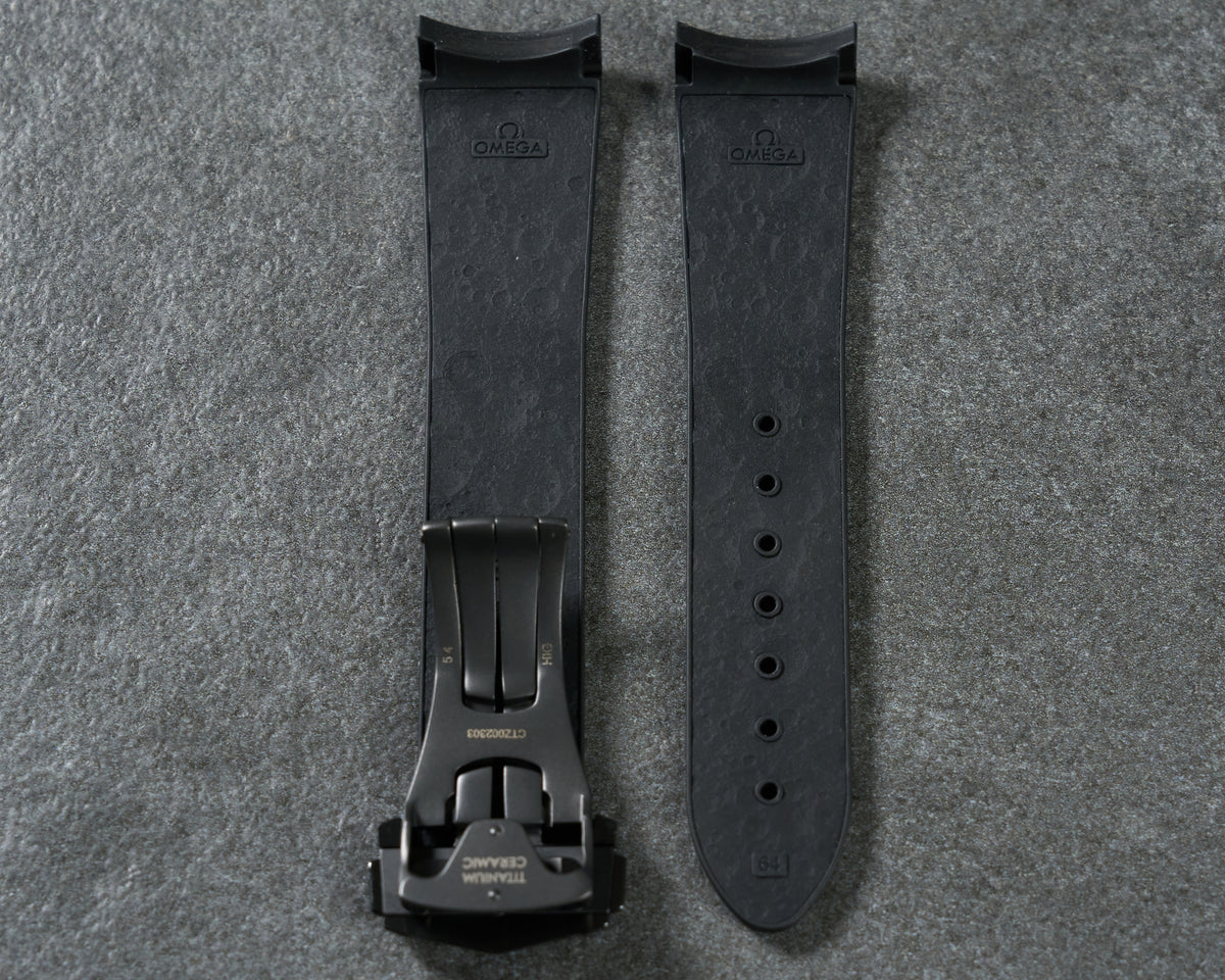 Omega 21mm Dark Side of the Moon Rubber Strap Titanium Ceramic Deployant Clasp — 6