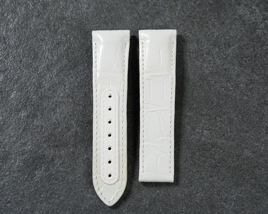 Omega 21mm White Alligator Leather Watch Strap CUZ004401