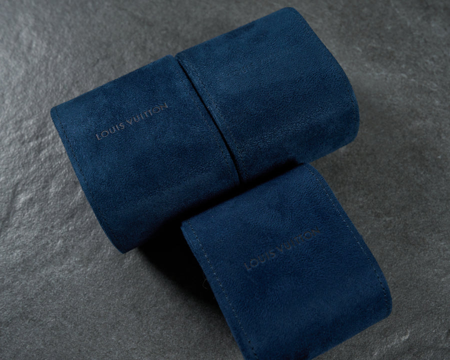 Louis Vuitton Blue Suede Watch Travel Case Pouch