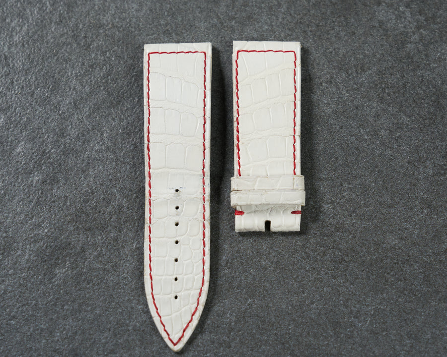 Franck Muller 24mm White Leather Watch Strap Red Stitching