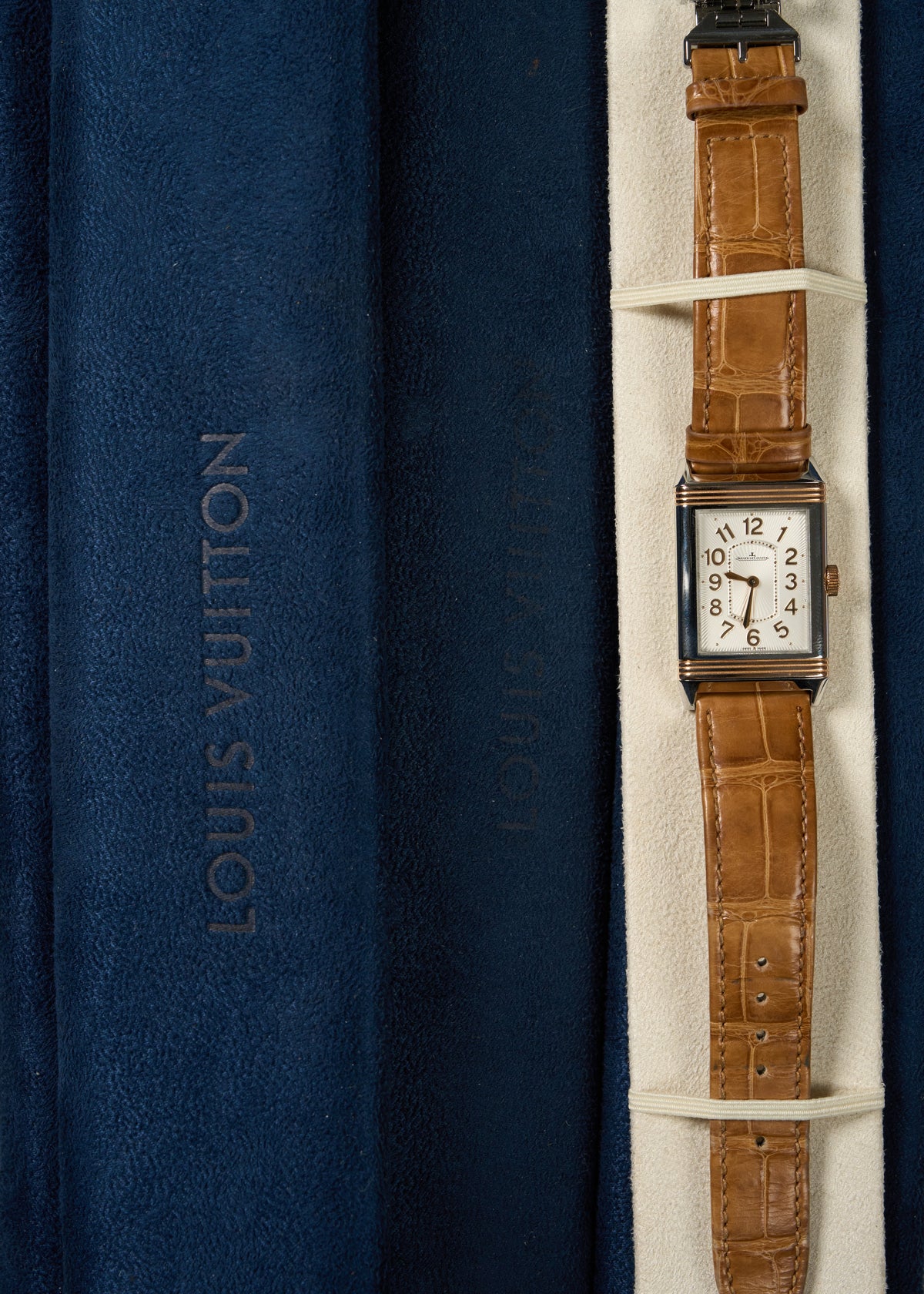 Louis Vuitton Blue Suede Long Watch Roll Travel Case