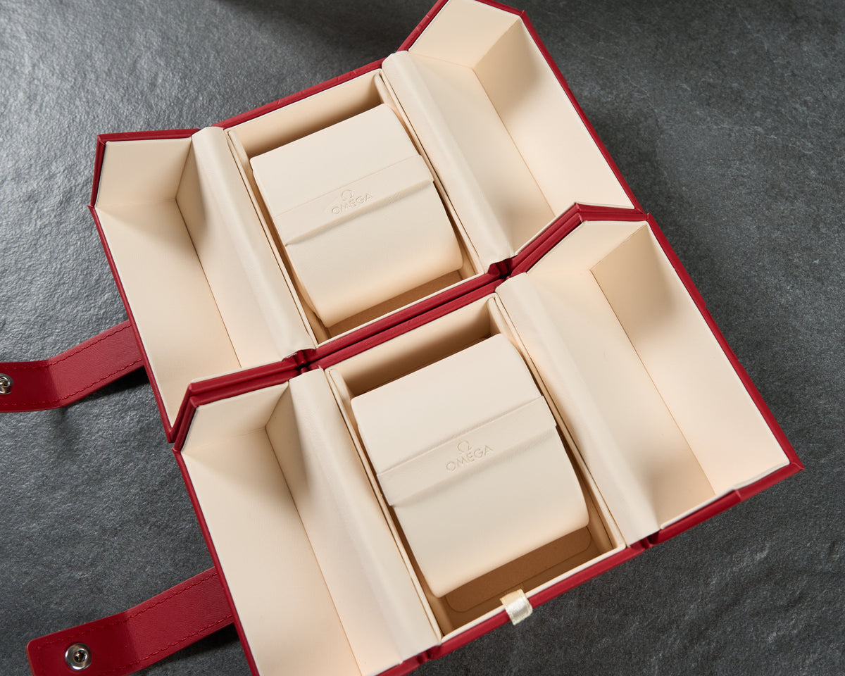 Omega Red Watch Travel Case with White Outer Box