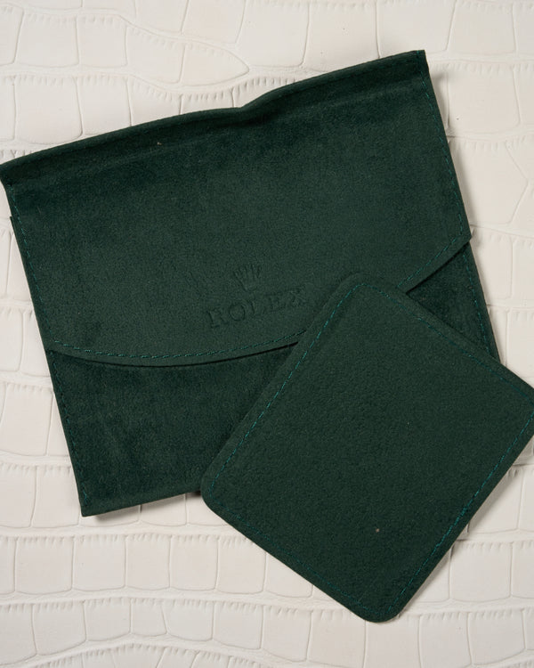 Rolex Green Suede Watch Pouch with Cloth