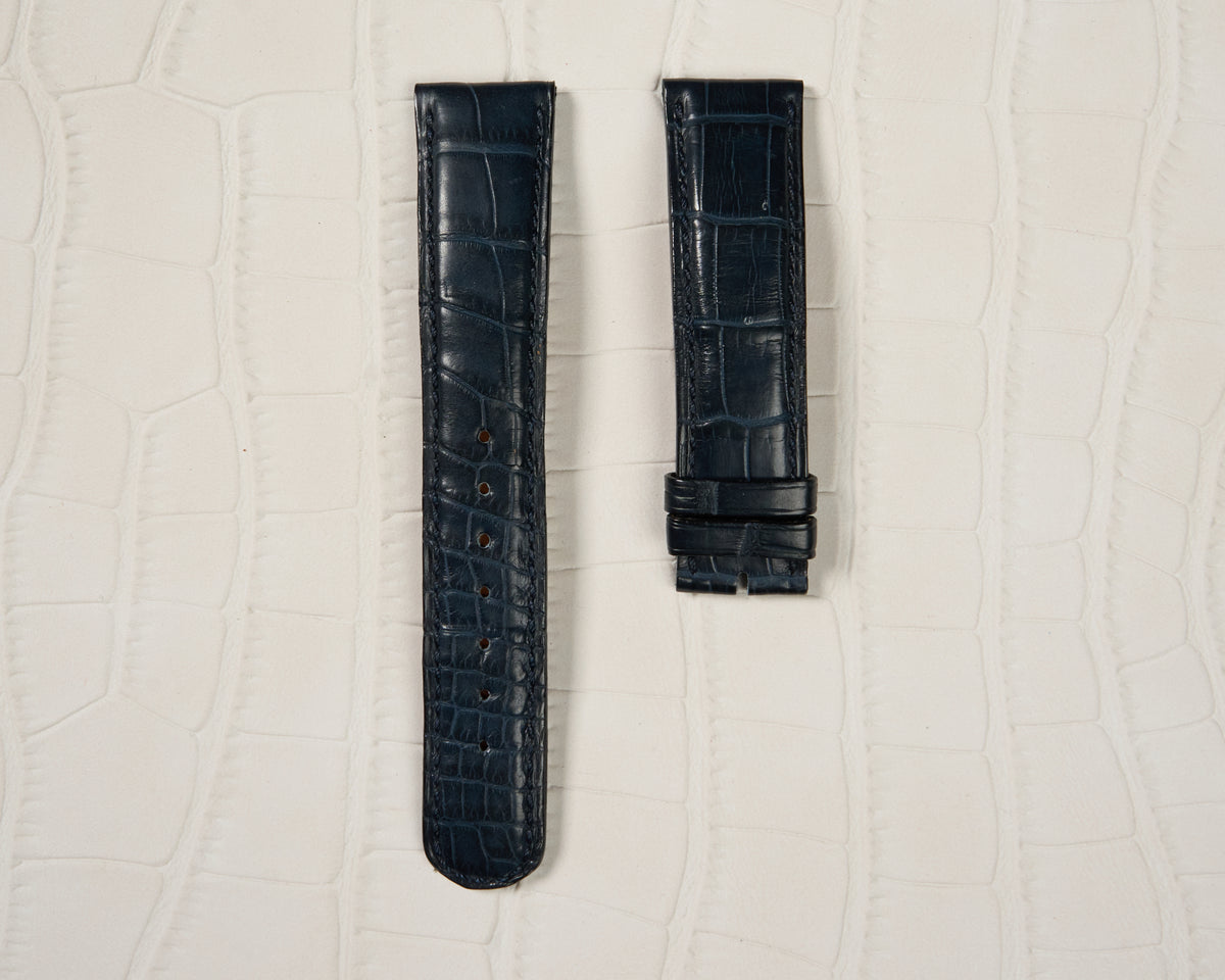A. Lange & Sohne 20mm Navy Alligator Leather Watch Strap — 1