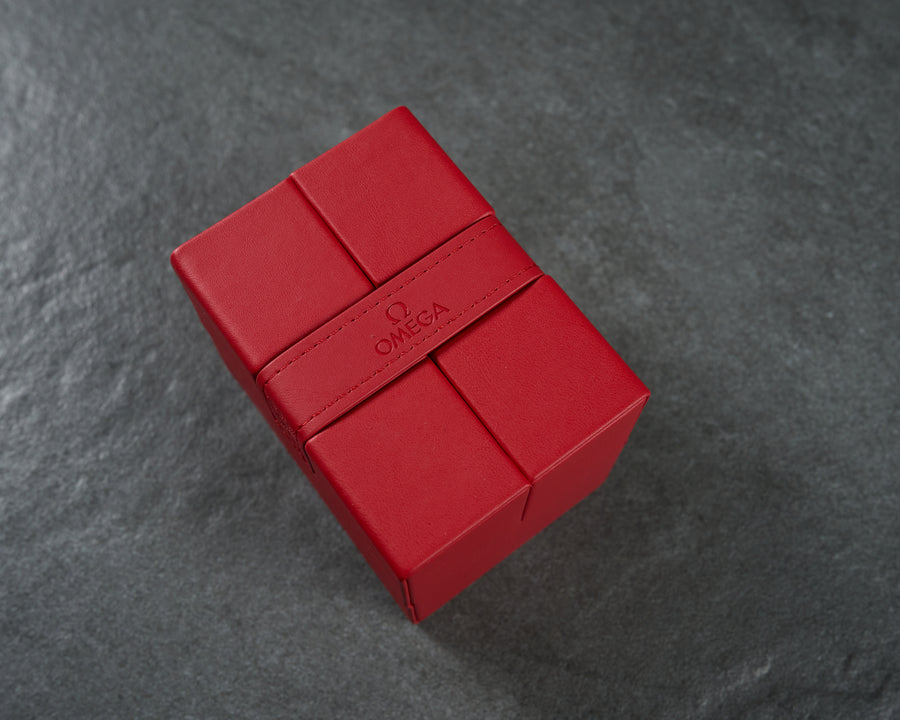 Omega Red Leather Square Watch Travel Case