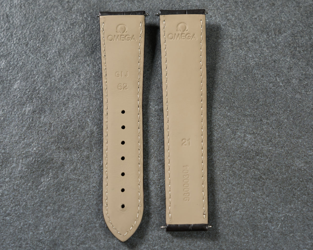 Omega 21mm Dark Brown Alligator Leather Watch Strap 93000304