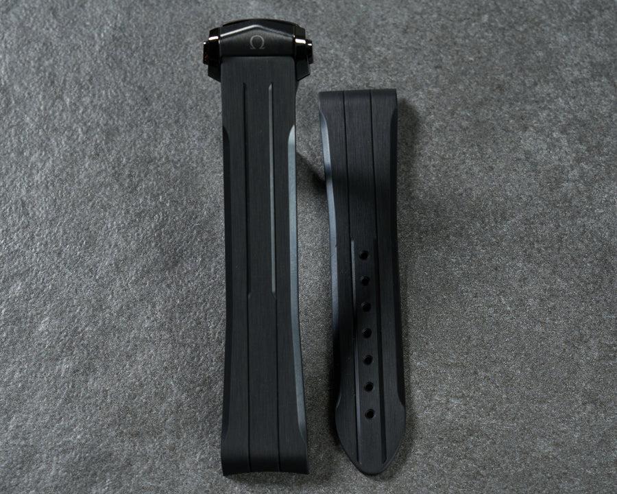 Omega 21mm Dark Side of the Moon Rubber Strap Titanium Ceramic Deployant Clasp