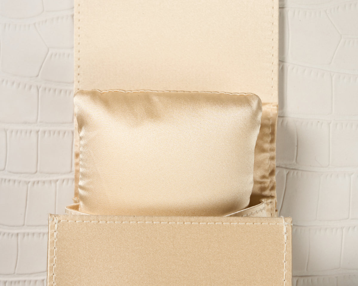 Bulgari Cream Satin Watch Travel Case Pouch