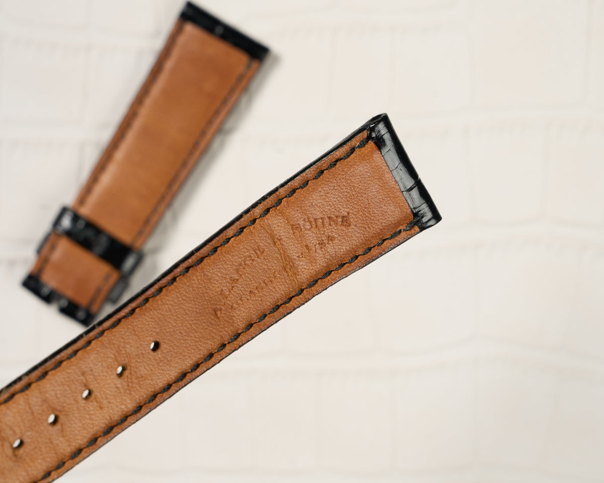 A. Lange & Sohne 19mm Black Alligator Leather Watch Strap