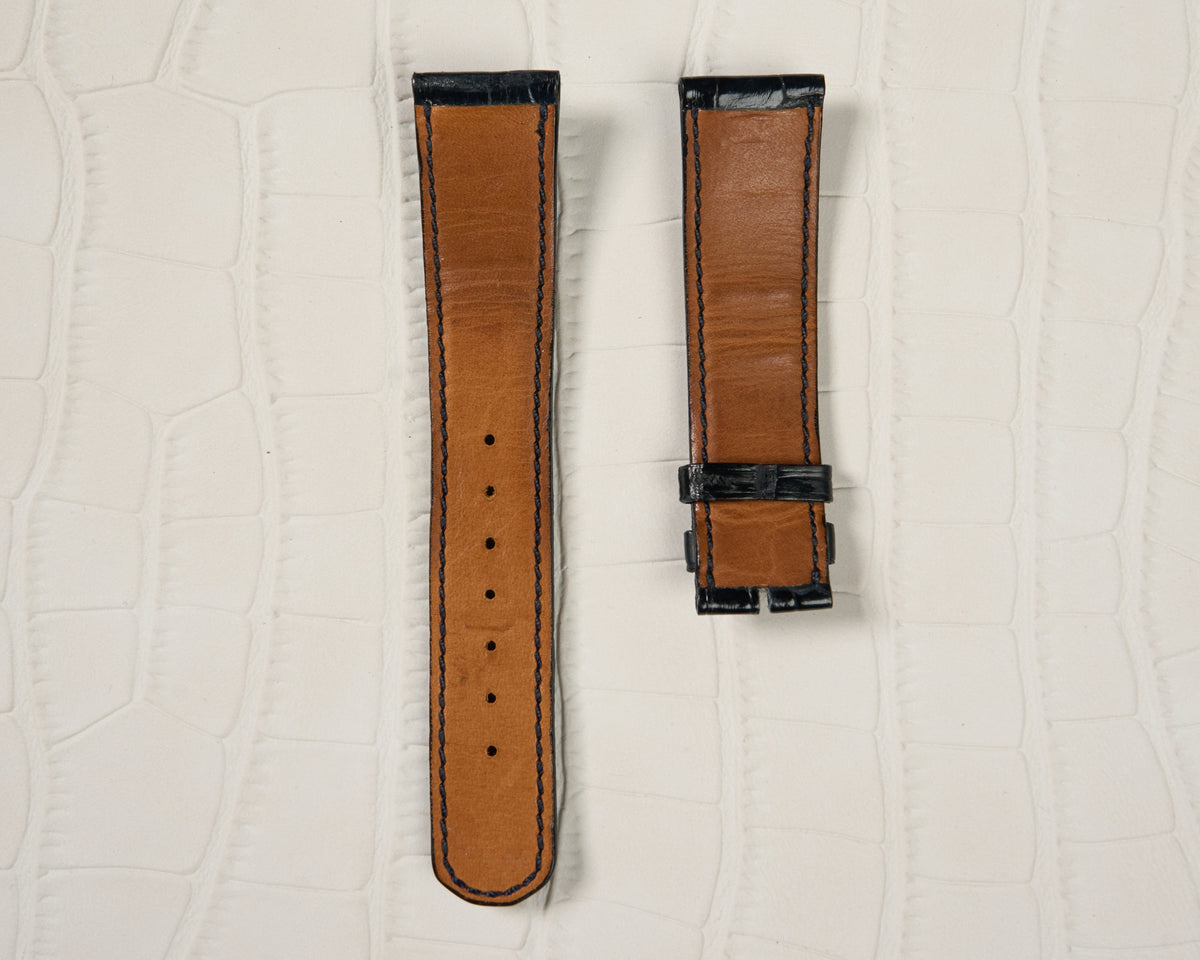 A. Lange & Sohne 20mm Navy Alligator Leather Watch Strap
