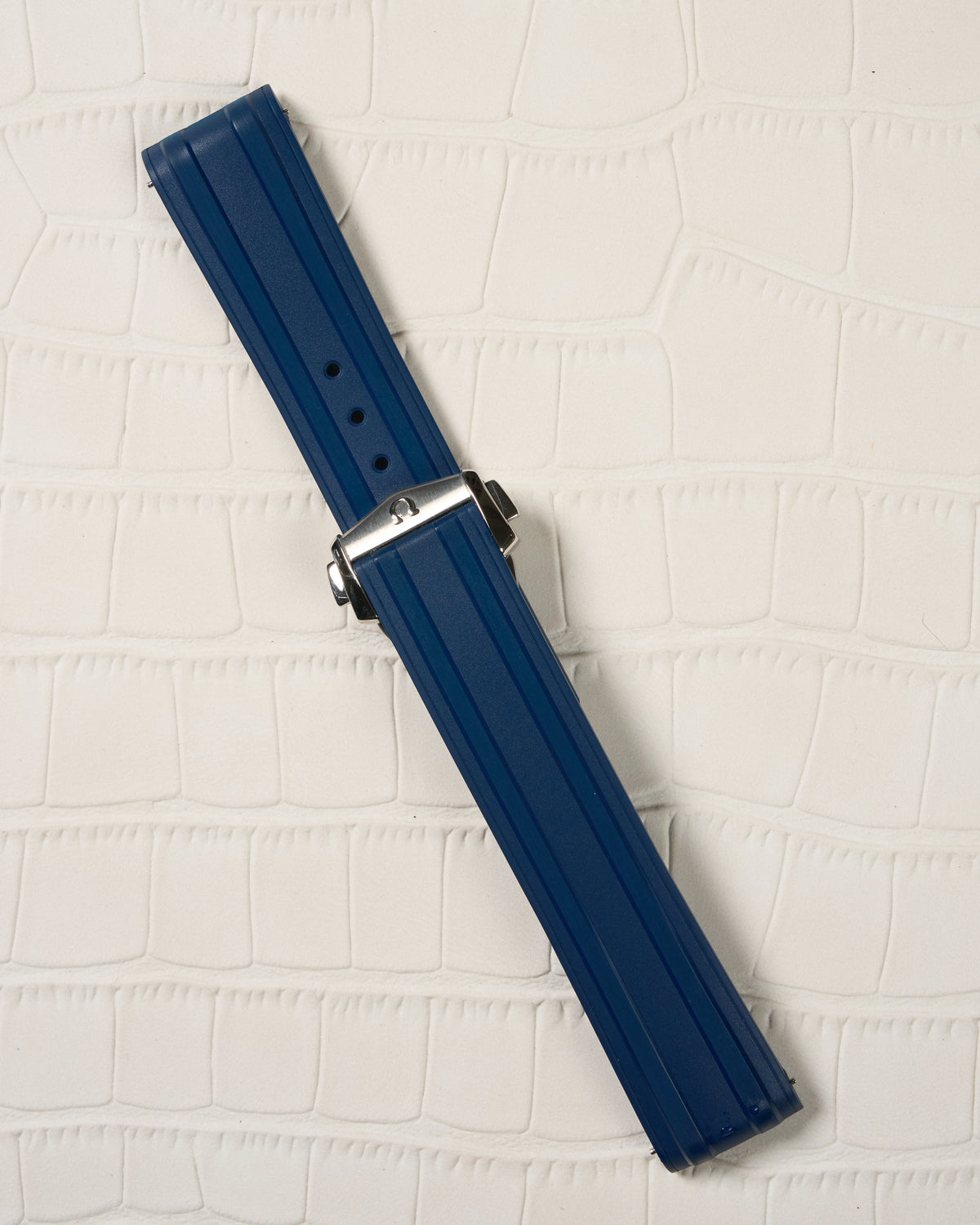 Omega 20mm Seamaster Blue Rubber Watch Strap with Omega Deployant Clasp
