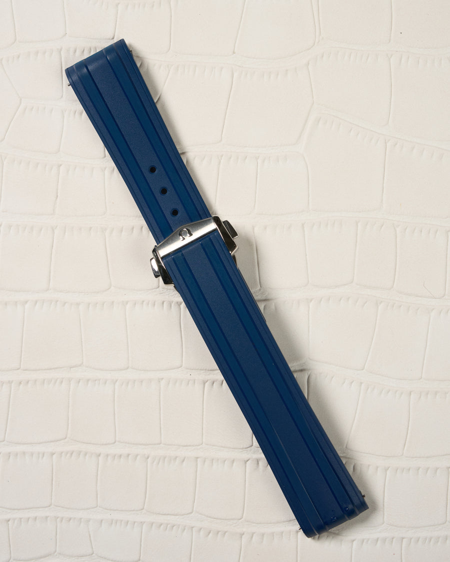 Omega 20mm Seamaster Blue Rubber Watch Strap with Omega Deployant Clasp
