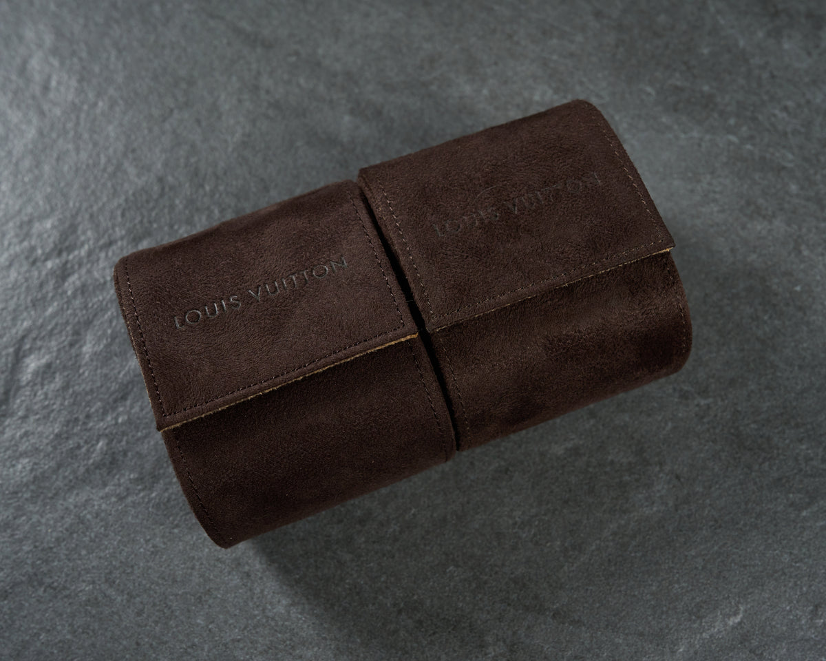 Louis Vuitton Brown Suede Watch Travel Case Pouch