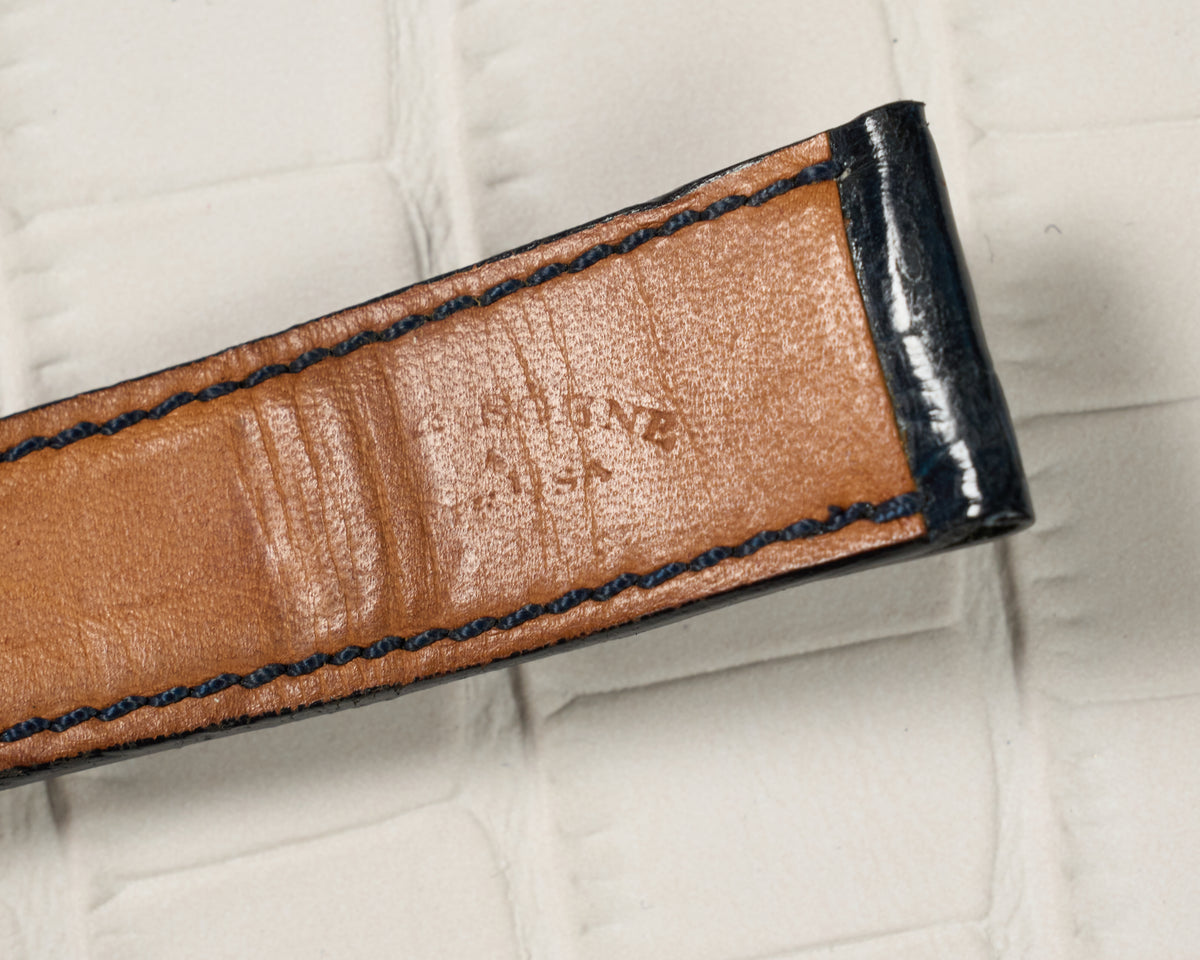 A. Lange & Sohne 20mm Navy Alligator Leather Watch Strap