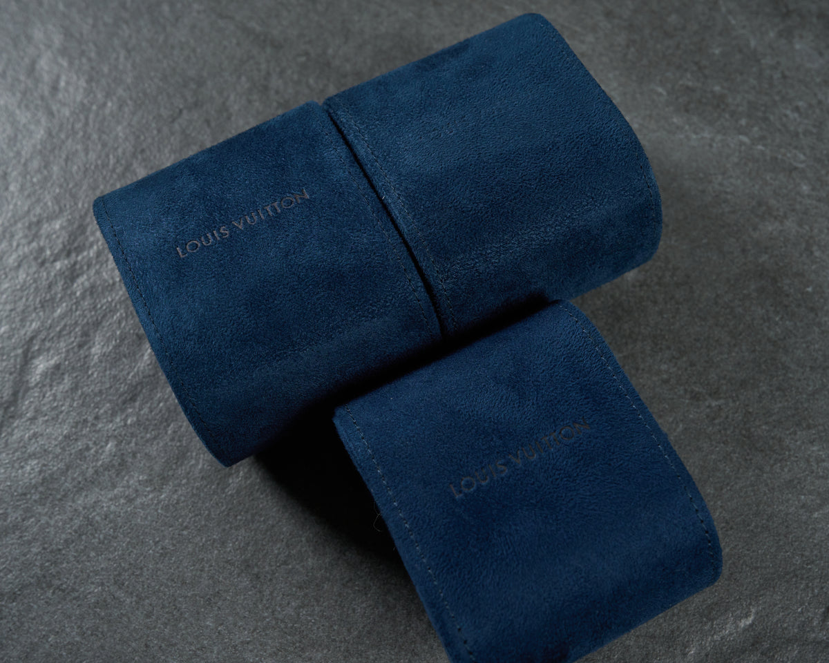 Louis Vuitton Blue Suede Watch Travel Case Pouch
