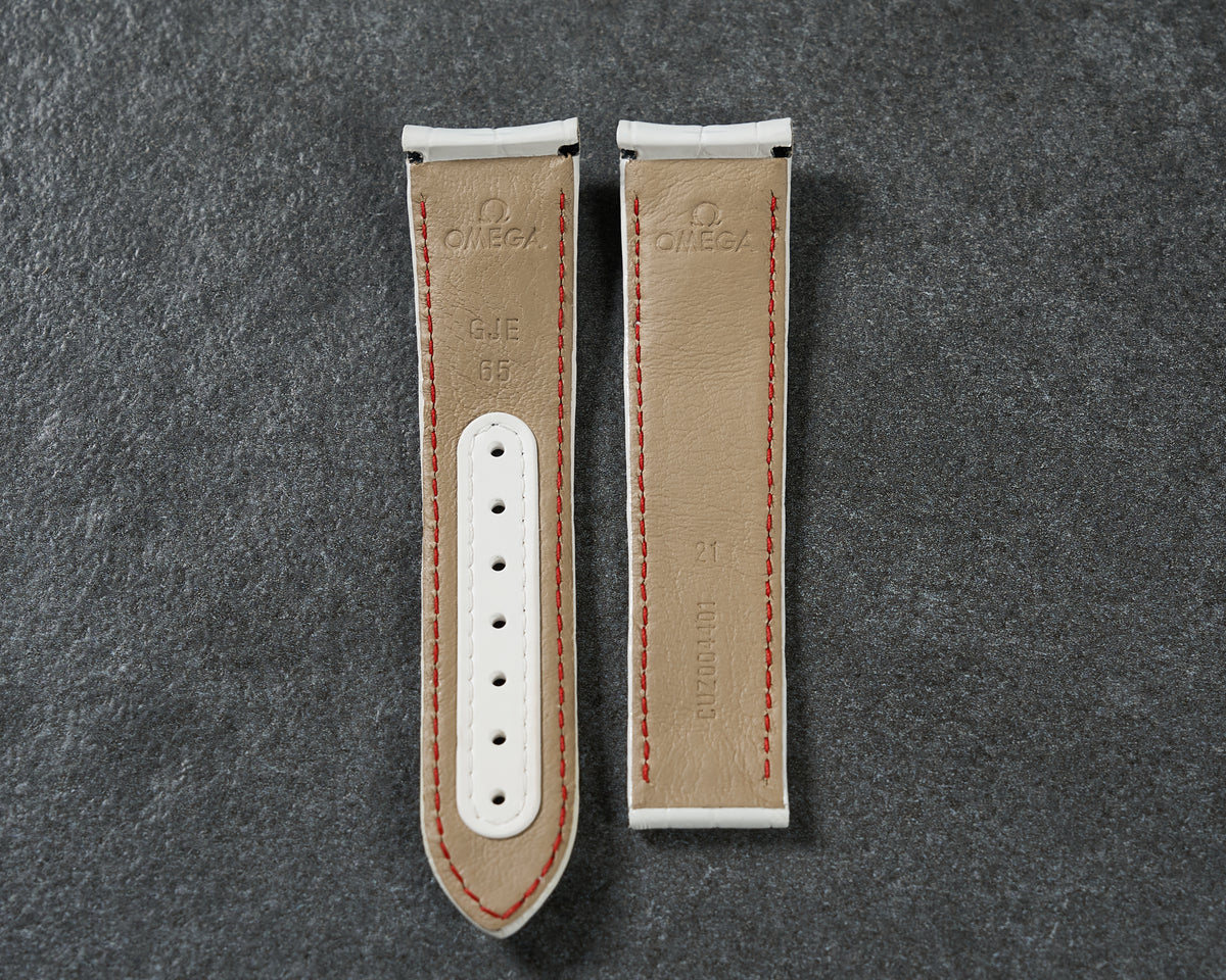 Omega 21mm White Alligator Leather Watch Strap CUZ004401 — 2