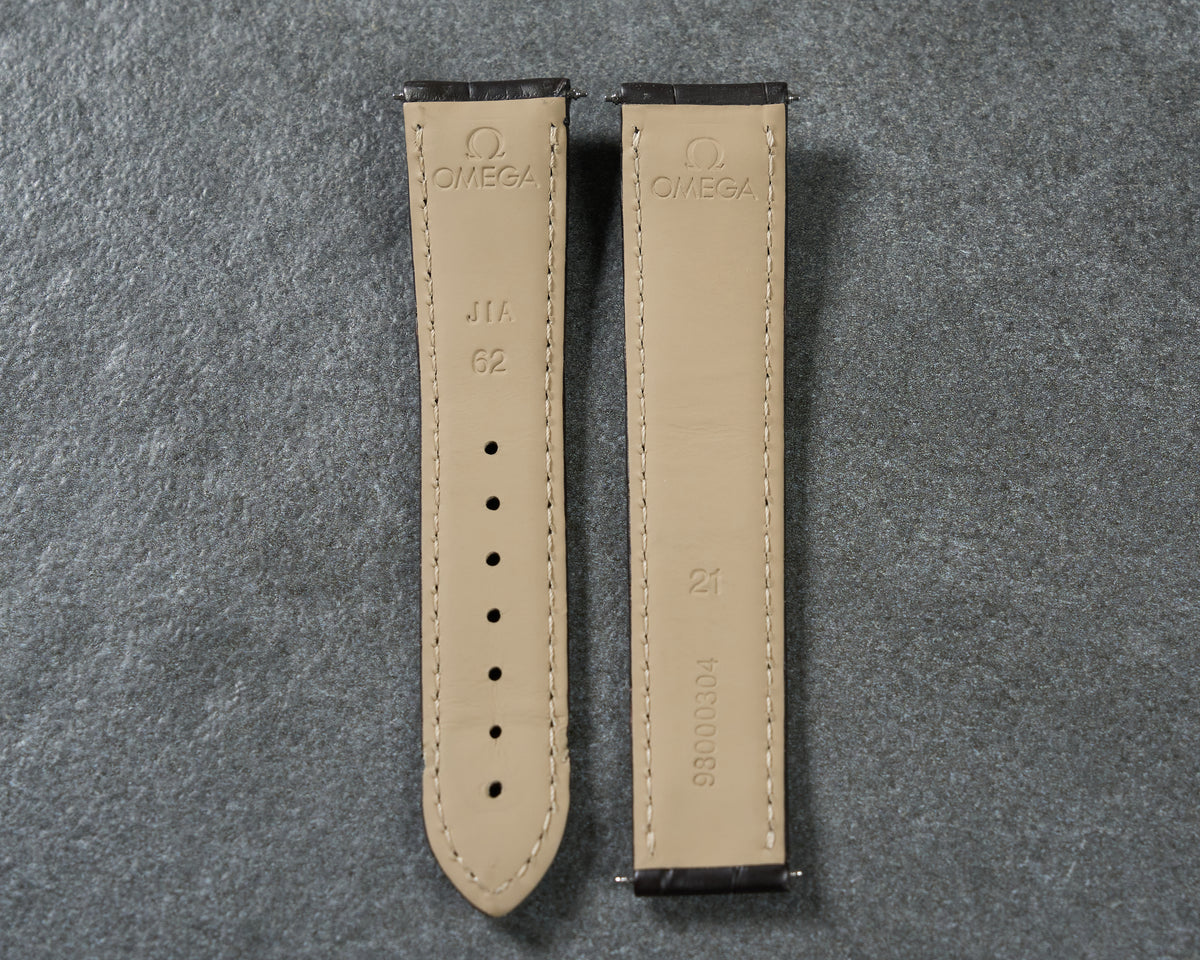 Omega 21mm Dark Brown Alligator Leather Watch Strap 93000304