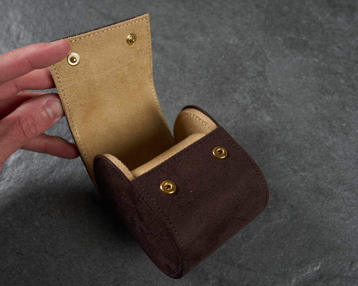 Louis Vuitton Brown Suede Watch Travel Case Pouch