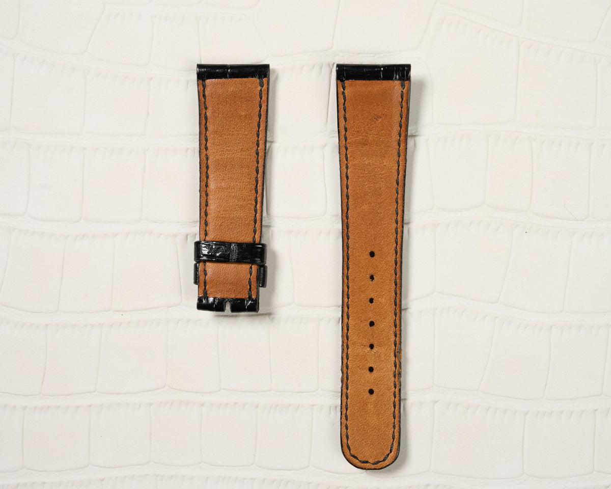 A. Lange & Sohne 19mm Black Alligator Leather Watch Strap