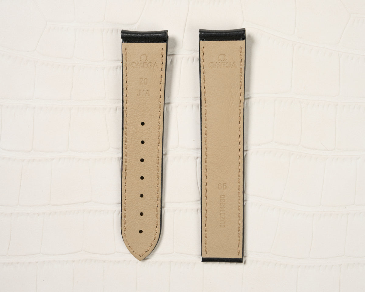 Omega 20mm Black Leather Watch Strap